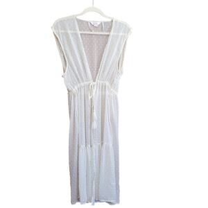 LC Lauren Conrad Swiss Dot Duster Vest Sheer BOHO Tiered Sleeveless